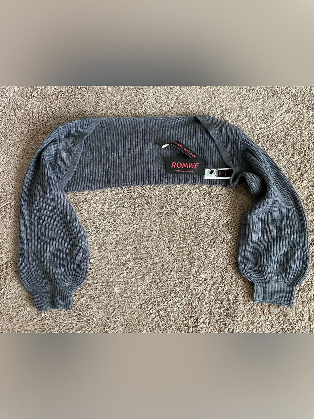 ROMWE Gray Ribbed Knit Bolero Shrug